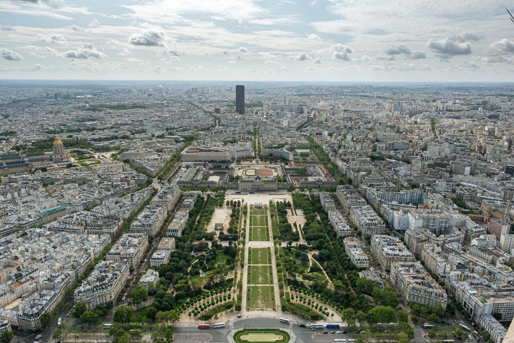 View on Champ de Mars from the top of the Eiffel Tower View on Champ de Mars from the top of the Eiffel Tower