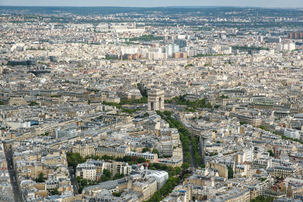 View on Arc de Triomphe from the top of the Eiffel Tower View on Arc de Triomphe from the top of the Eiffel Tower
