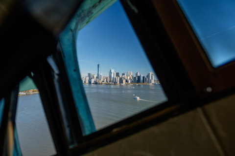 View from the crown of Statue of Liberty View from the crown of Statue of Liberty